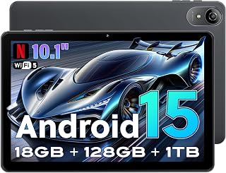 ARemarkableExperience 10 Inch Android 15 Tablet: 18GB RAM 128GB ROM Expandable 1TB, Octa-Core, Widevine L1 Gaming Tablet, 6000mAh Battery