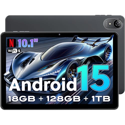 10 Inch Tablets, Android Tablet 15 with Octa-core Cortex,Gaming Tablet 18GB RAM 128GB ROM/1TB TF,Widevine L1,HD Display Touchscreen,Dual Speakers,8MP+5MP,5G WiFi,6000mAh Bluetooth,GMS,Face unlock