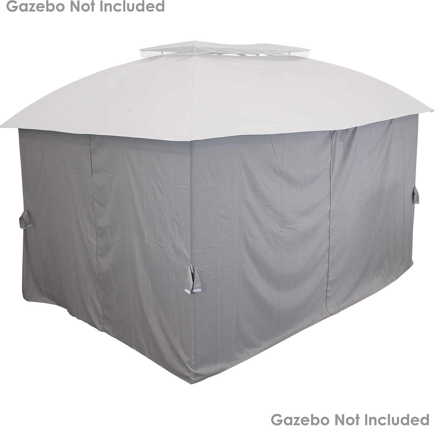 Sunnydaze 10-Foot x 13-Foot Gazebo 4-Piece Polyester Sidewall Set - Outdoor 125 Inches Wide x 77 Inches Tall Polyester Fabric Gazebo Curtains Only - Replacement Sidewalls - Gray