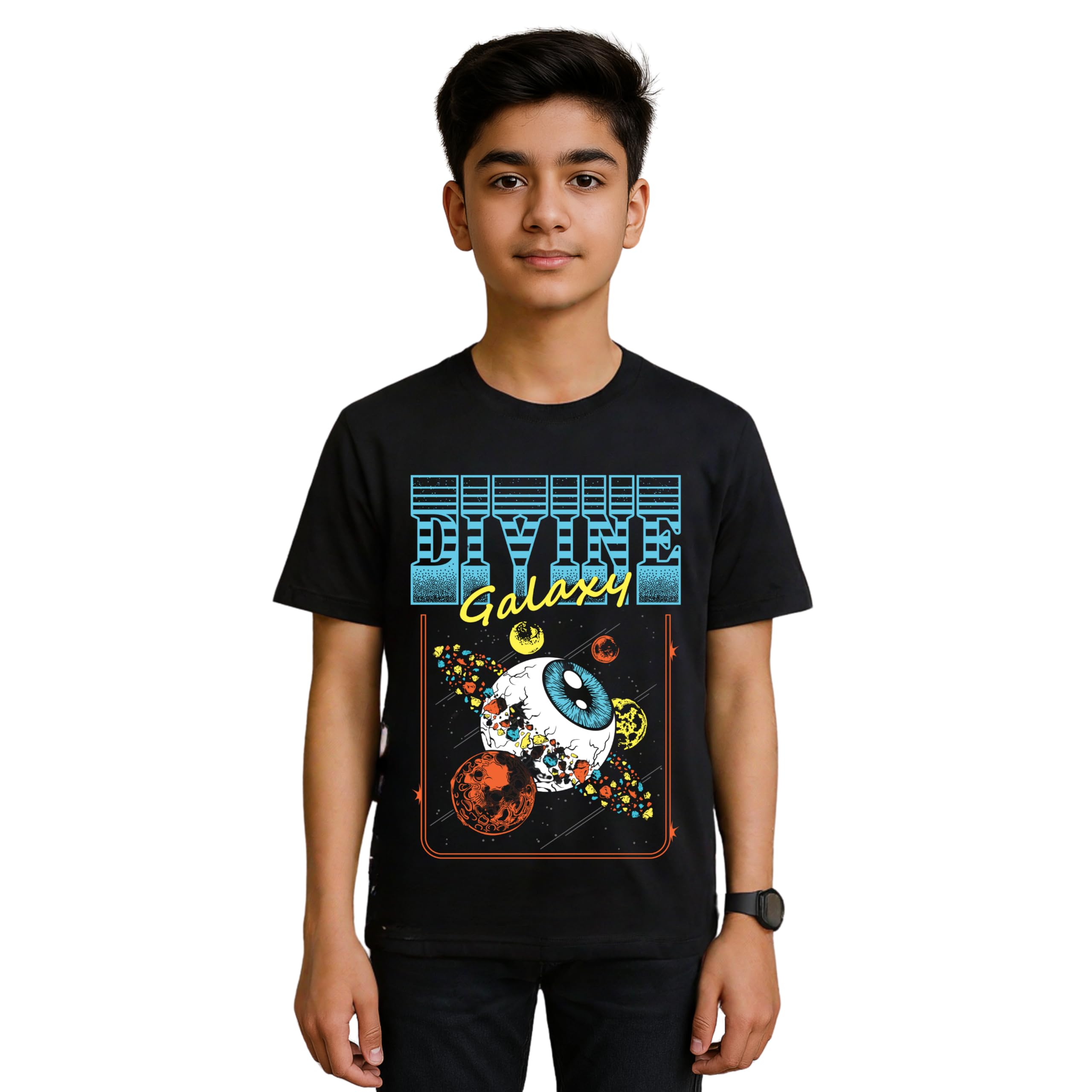 Buy TeeSlix Divine Galaxy Cotton T-Shirt, Half Sleeve, Regular Fit