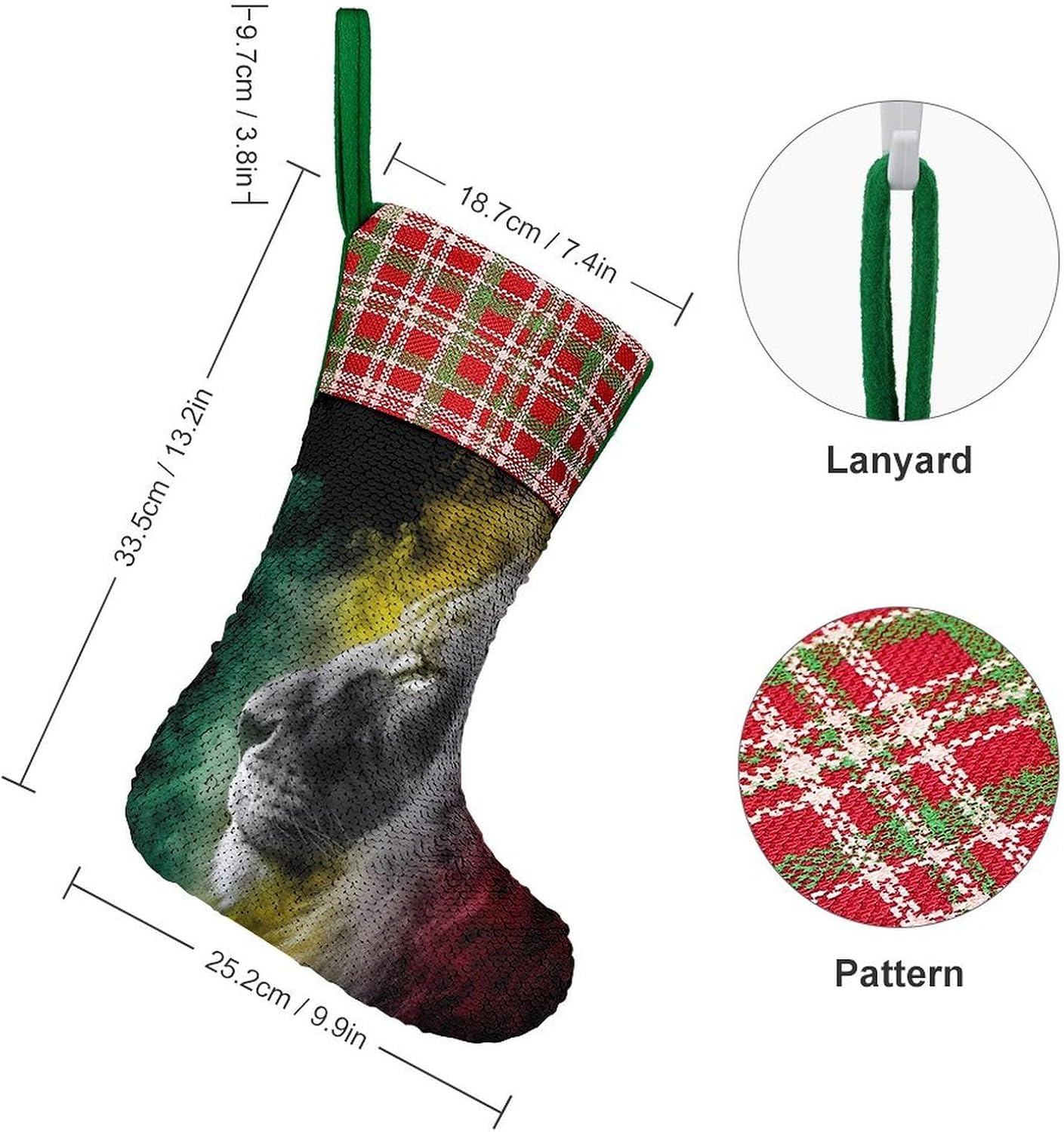 Rasta Rastafarian Lion Christmas Stockings Ornaments Gift Green image 2