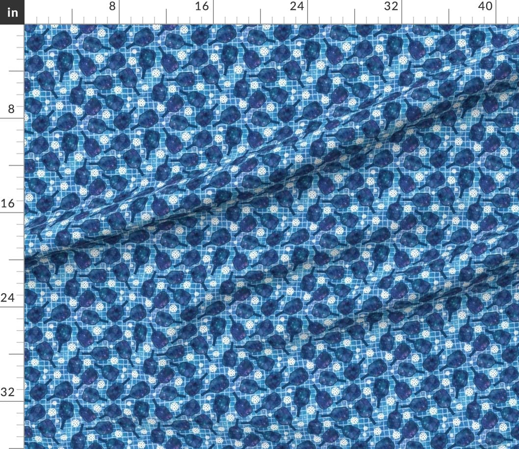 Spoonflower Fabric - Pickleball Paddles Net Games Galaxy Outer Space Pickle Ball Racket Printed on Petal Cotton Fabric Fat Quarter - Sewing Quilting Apparel Crafts Decor