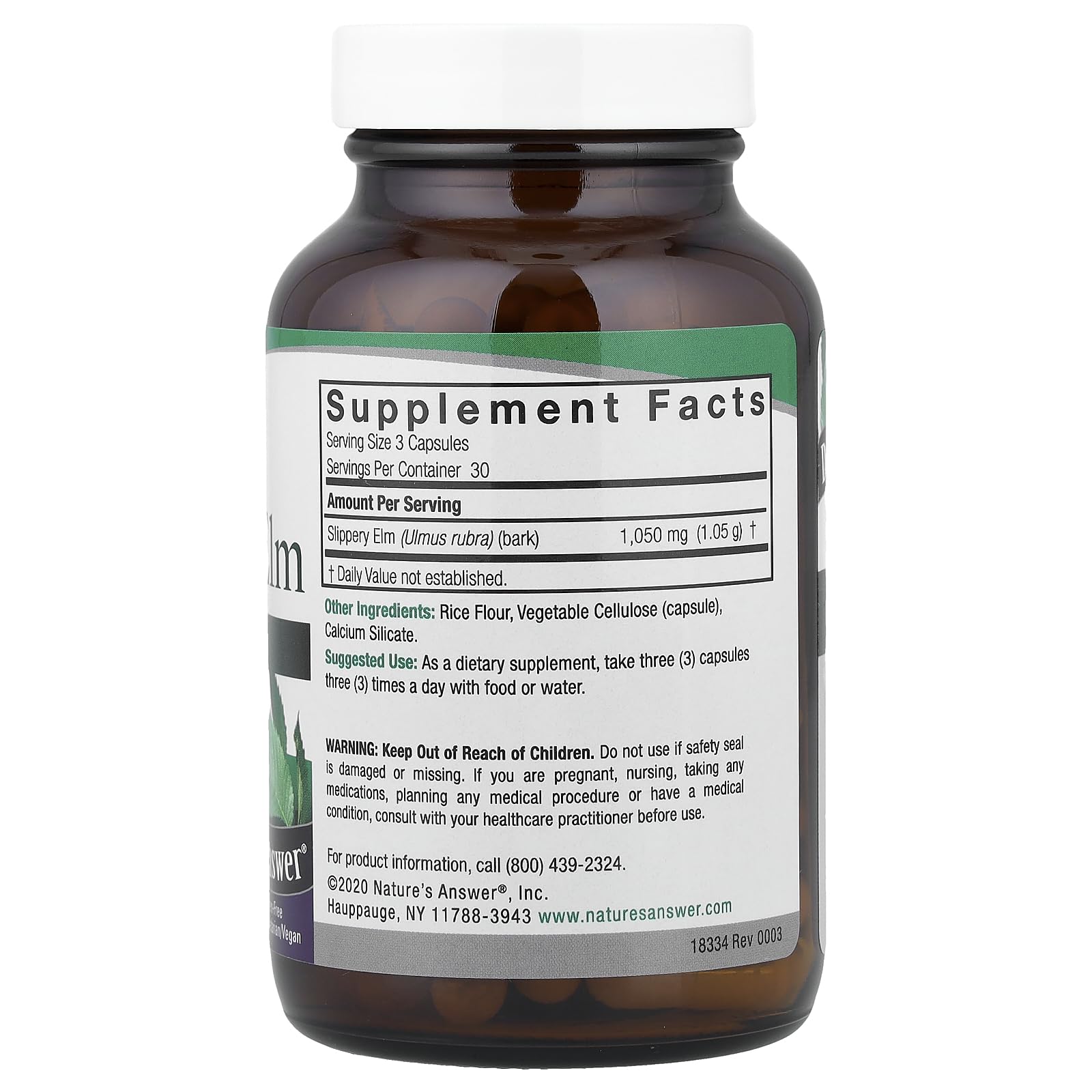 Nature's Answer Slippery Elm Bark, Vegetarian Capsules, 90-Count — Amazon image 2