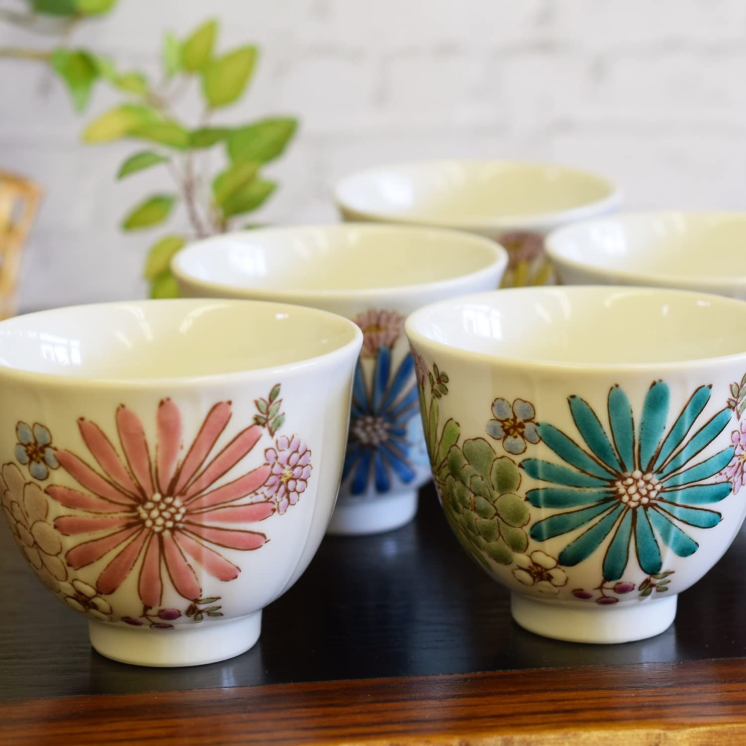 Amazon | 和座の蔵 おしゃれ 湯呑み 九谷焼 湯呑み茶碗 5客 セット 華