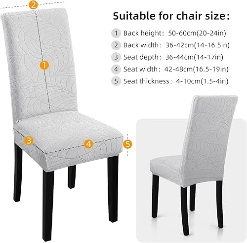 Miniatura 4 de YISUN - Juego de 4 fundas para sillas de comedor, fundas elásticas de jacquard para sillas Parsons, fundas removibles y lavables para sillas,
