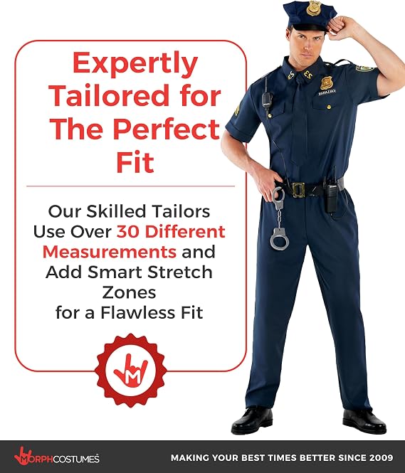Morph, Police Costume Men, Cop Costume, Halloween Costumes for Men