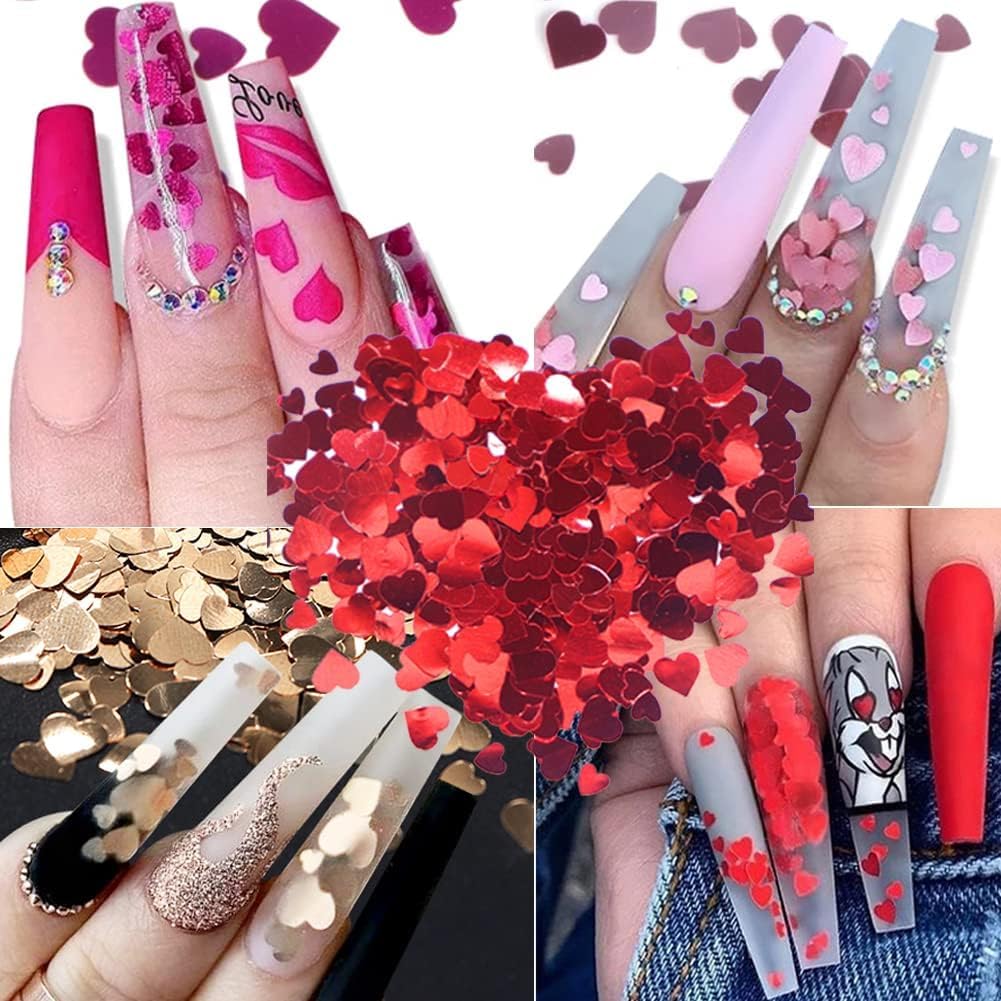 Paillettes Ongle Forme Coeur Nail Art Sequins Glitter Holographiques 3D