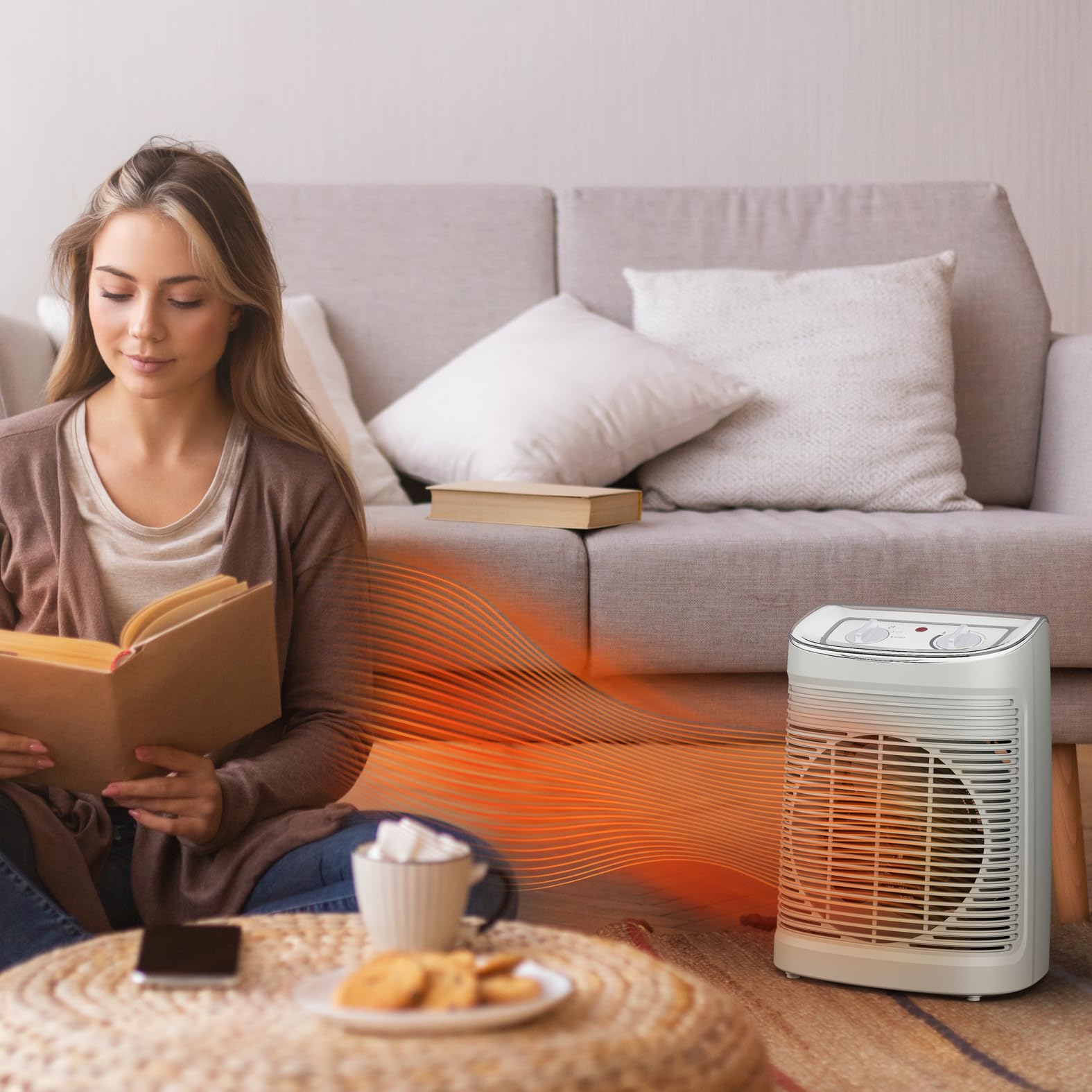 Rowenta Instant Comfort Aqua Termoventilatore, Potente e Silenzioso, Uso Sicuro in Bagno, Pannello di Controllo, Standar di Protezione Umidità, SO6510