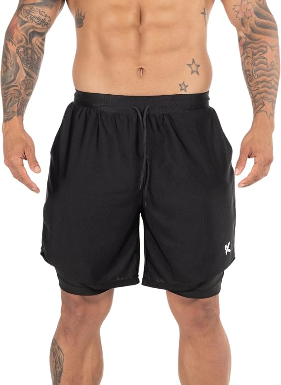 Kewlioo Mens Sauna Shorts - Heat Trapping Compression Workout Shorts, 2-in-1 Double Layer Compression Shorts Men for Fitness