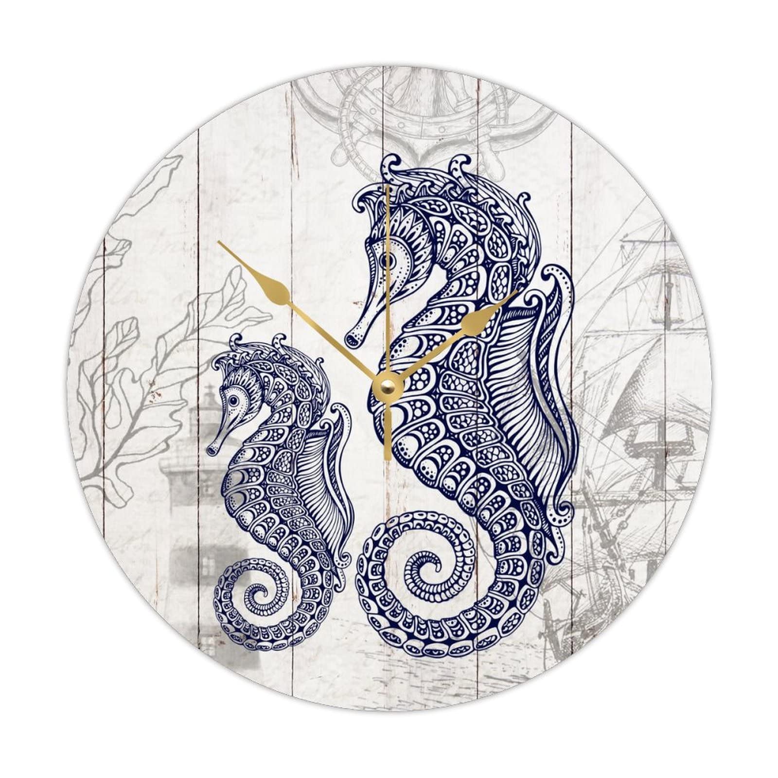 Horloge murale tortue marine a quartz silencieuse grand format en bois pour chambre