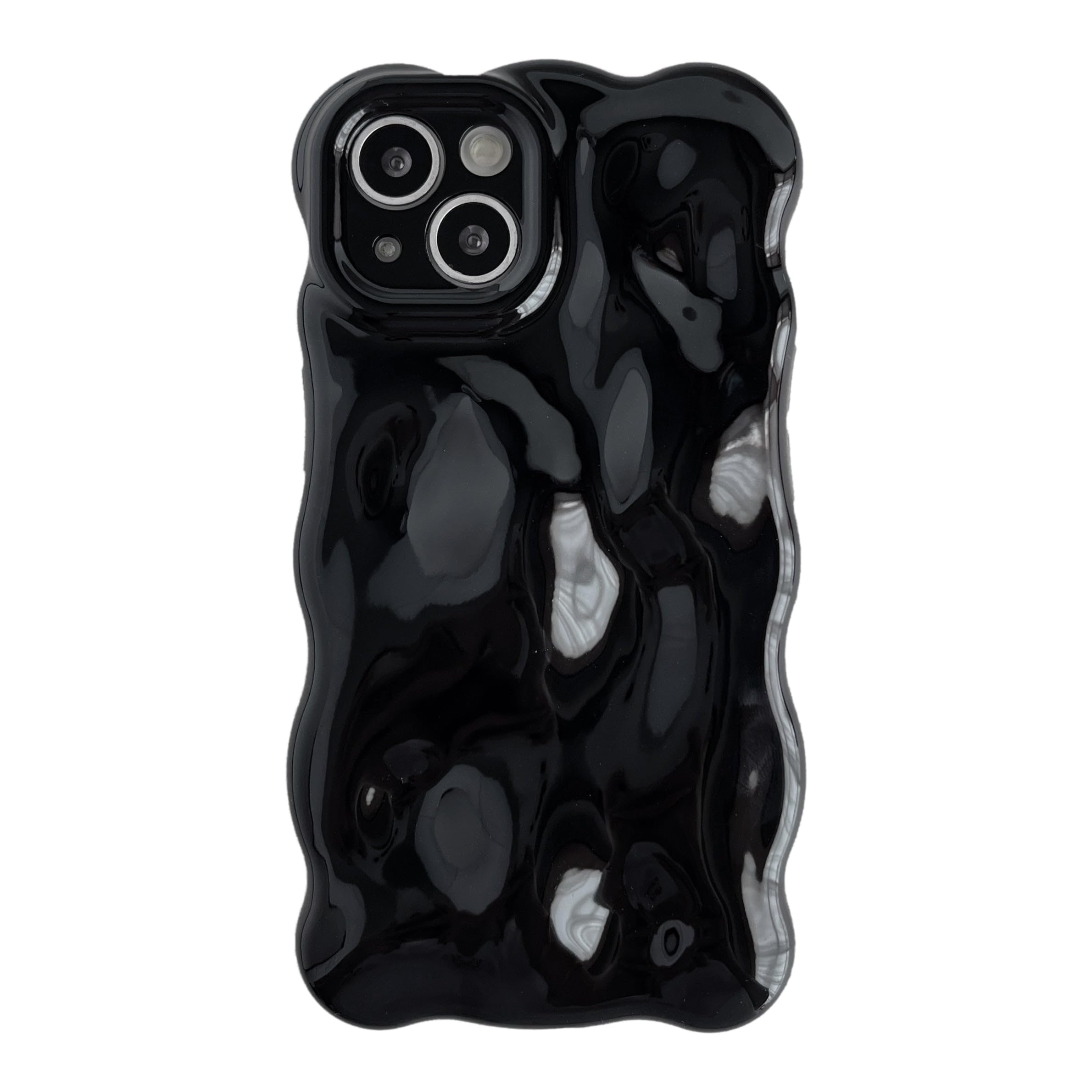 Caseative for iPhone 13 Case,Water Ripple Wave Meteorite Bubble Chrome Plating Electroplated Candy Phone Case (Light Black)