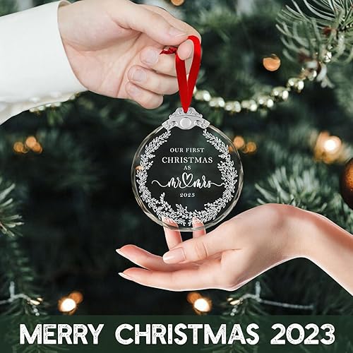 Miniatura 6 de Adorno de matrimonio de nuestra primera Navidad 2023, nuestra primera Navidad como el señor y la señora 2023, adorno de casado de primera Navidad