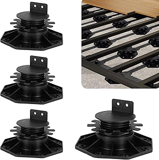 4 PCS Adjustable Plastic Pedestal Paver, Heavy Duty Deck Blocks Foundation Base Support, Decking Foundation Blocks Level up 1-3/16" to 2-3/8", Deck Pedestal Flooring Platform Joists Beams Support