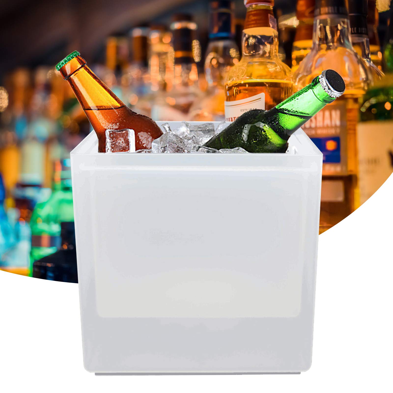 Secchiello per ghiaccio a LED, 3,5 l, per vino, bevande, luce fredda, 6 colori, con collezione di acqua di fusione
