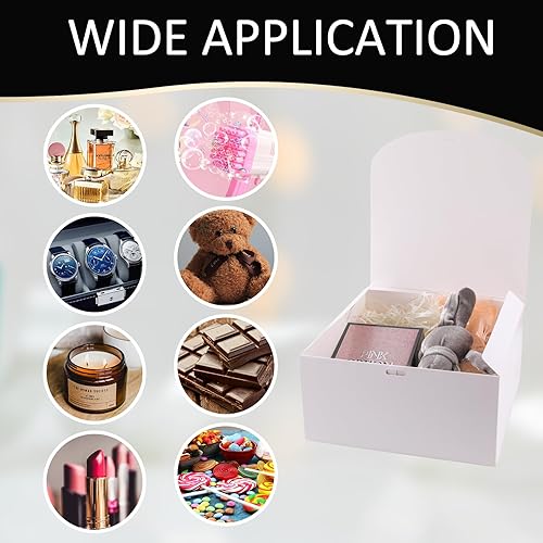 Miniatura 3 de LWYMX Paquete de 12 cajas de regalo blancas con tapas, cajas de regalo con tapas a granel, caja de propuesta de dama de honor con cinta, cajas de