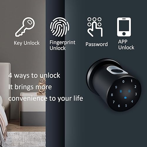 Miniatura 2 de Bikerid Perilla inteligente para puerta, cerradura de puerta de huellas dactilares con teclado, perilla de puerta de huellas dactilares con código