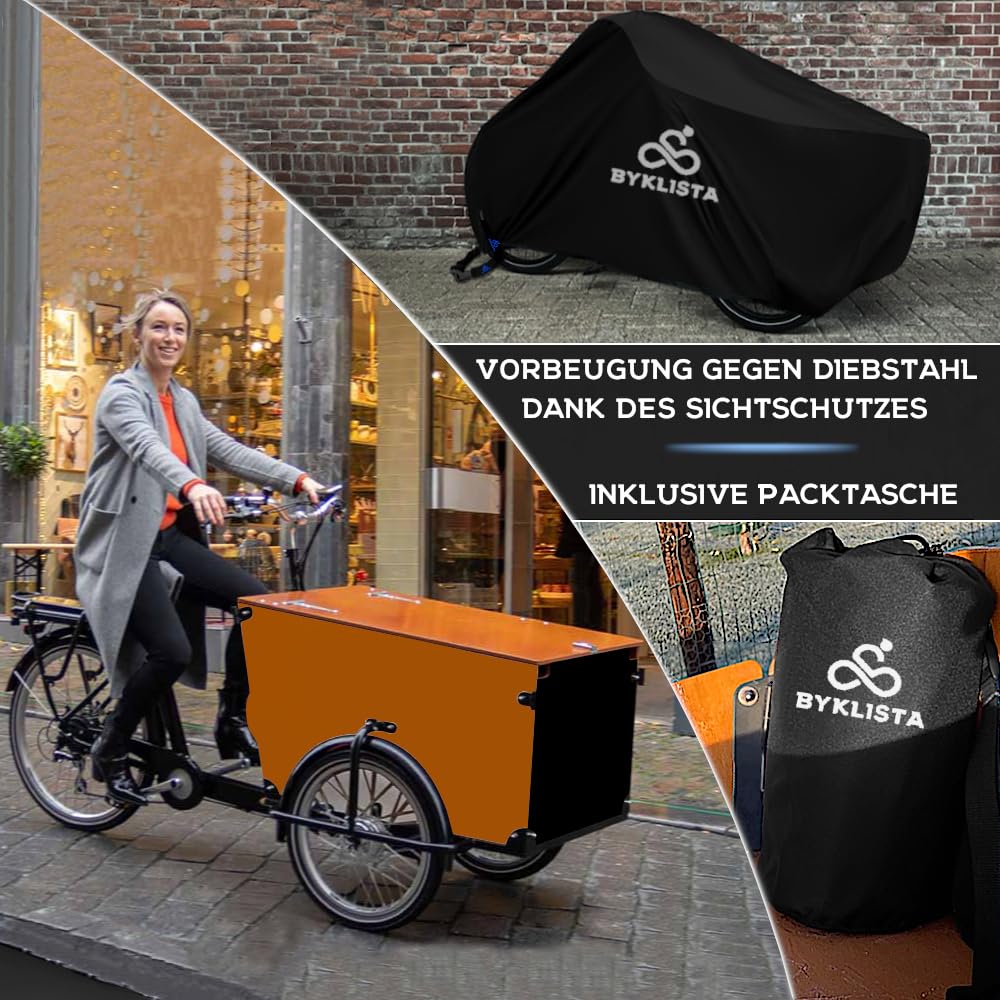 Byklista Lastenrad Abdeckung wasserdicht zweispurig | Fahrradabdeckung, 300D Oxford-Gewebe, verschweißte Innennähte, für Dreirad, Fahrradgarage, NEU