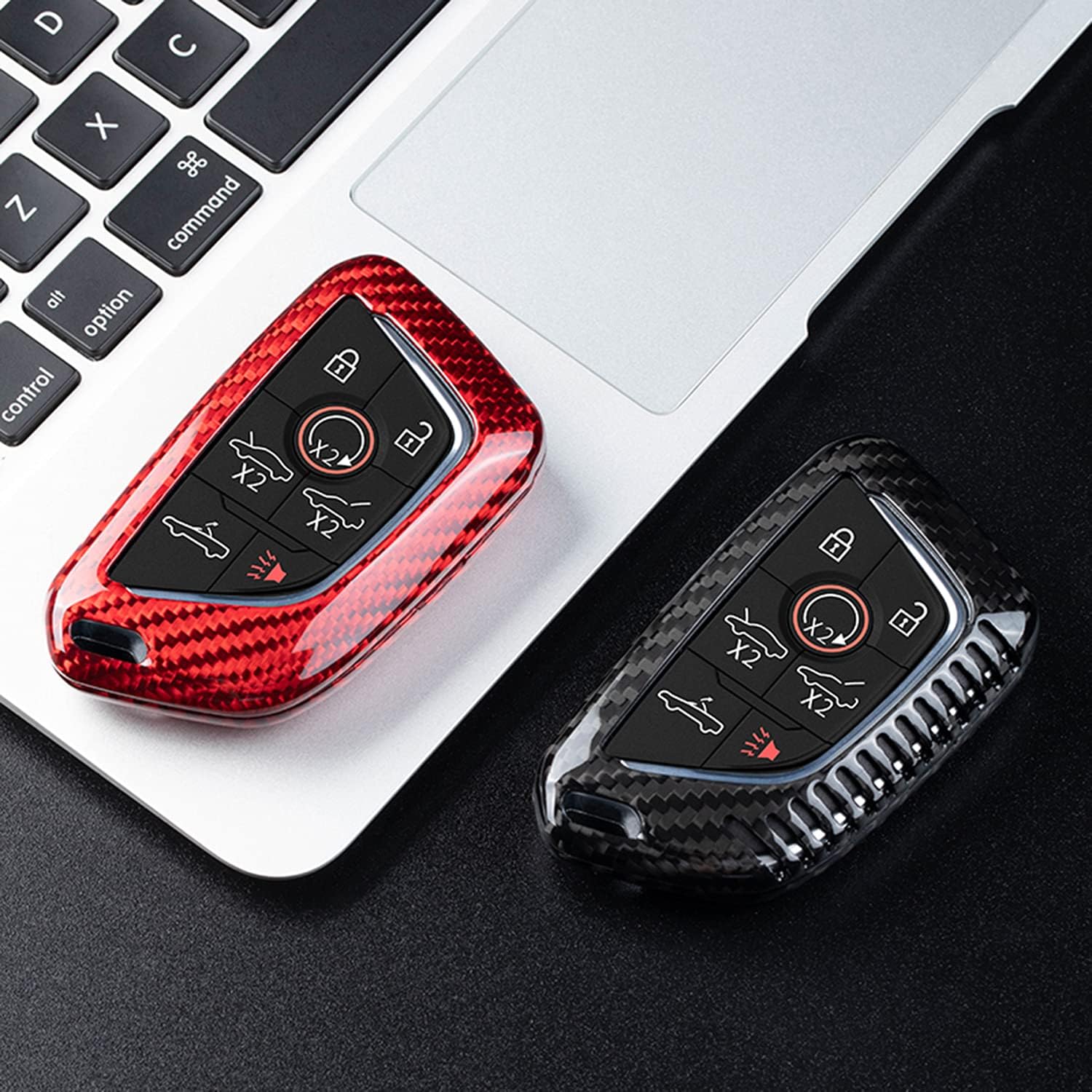 Genuine Carbon Fiber Key Fob Cover for Chevrolet Corvette C8 2020-2023 Smart Car Remote Key Fob Case for Men Women - Black