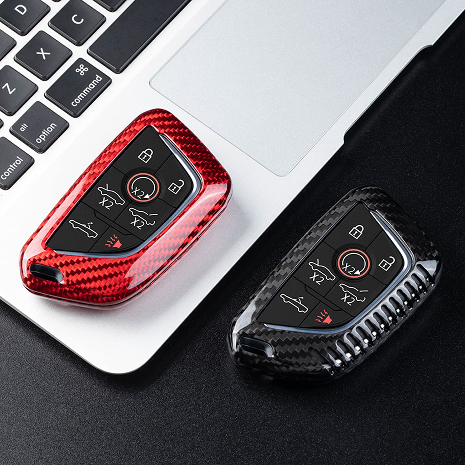Real Carbon Fiber Key Fob Case For Chevrolet Corvette C8 2020-2024 | Protective Cover With Yellow Trim