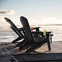 Vista 6 de FUNBERRY Silla Adirondack plegable ajustable con otomana retráctil, sillas para hogueras para todo tipo de clima con portavasos
