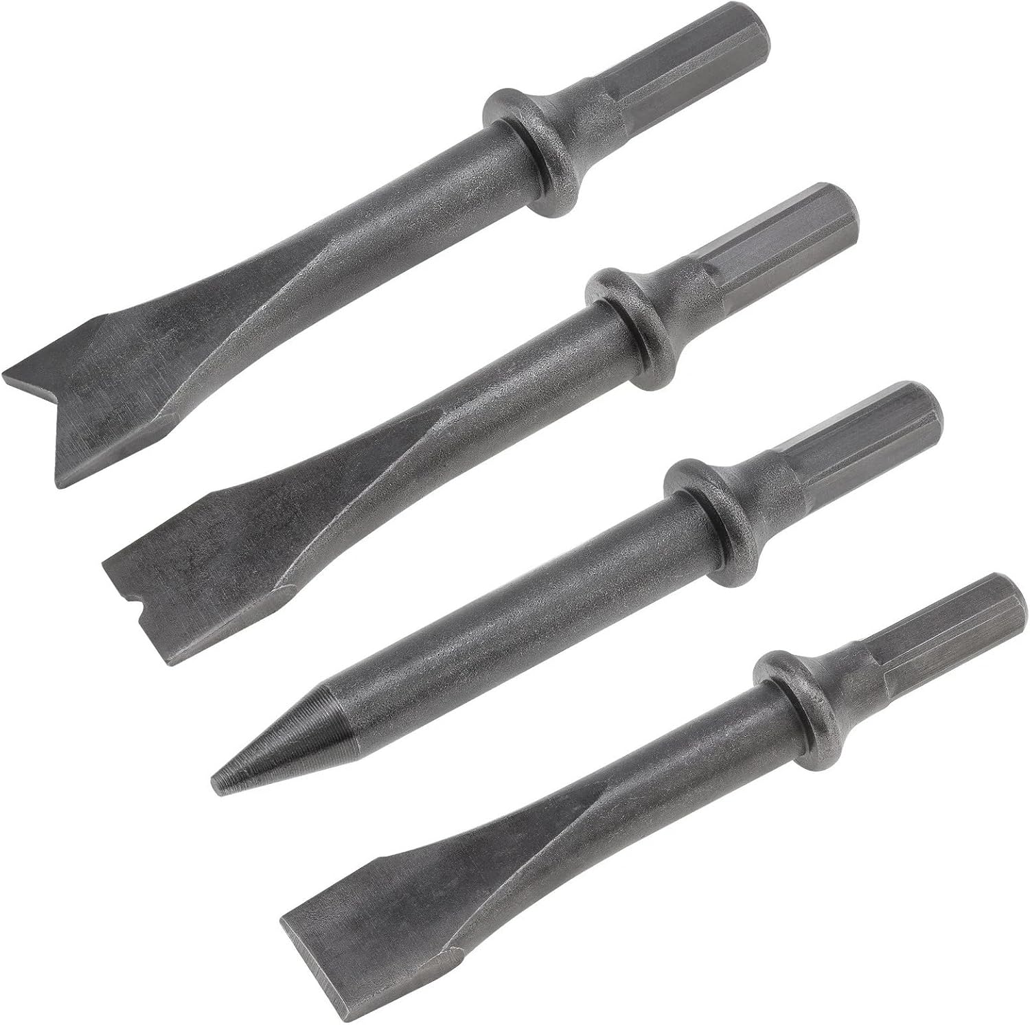 4Pcs Air Hammer Chisel Set Hexagonal Shank Heavy Duty Air Impact Head For Rusting Removal