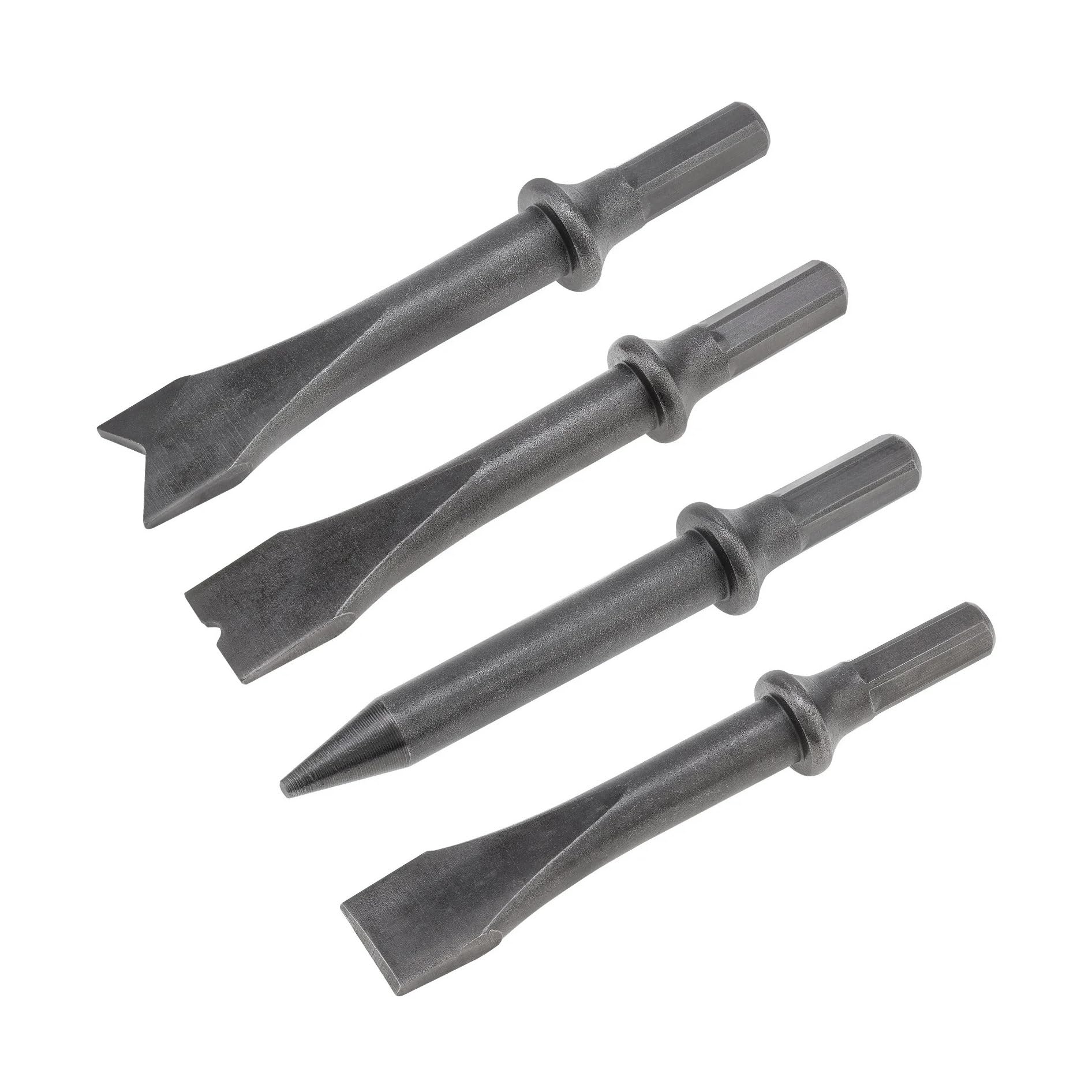 Qzcx One Color 4Pcs Air Hammer Chisel Set Hexagonal Shank Heavy Duty Air Impact Head For Rusting Removal