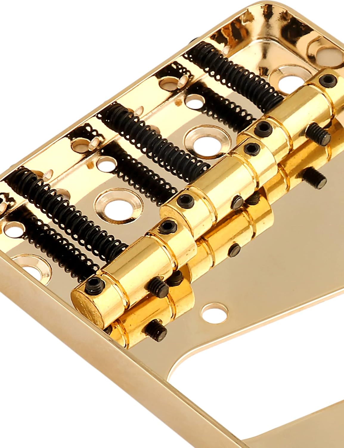 Rubatone Guitar Bridge Tailpiece 3Pcs Zinc Saddles Bridge Top or Bottom Load Ashtray Style for Vintage Tele Telecaster Style Electric Guitar Parts Gold.
