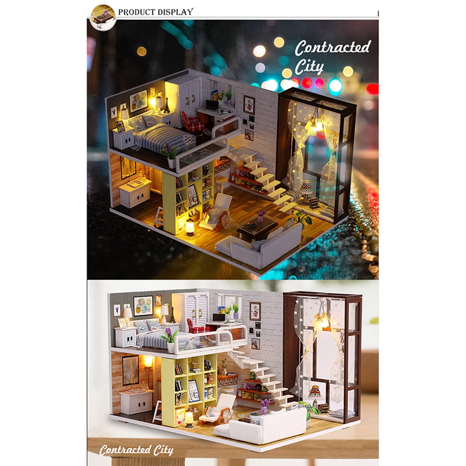 CCYLEZ Miniaturowy Domek dla Lalek z Meblami, 27x19,5 Cm, do Zabawy