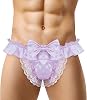 Men's Thong, Boyish Satin Underwear, Lace, Ruffle, Maid-style, Sexy Male Underwear, Erotic Thong Shorts, Low Waist, Cute, Underwear, Extreme Innerwear, Lingerie, Panties, See-Through