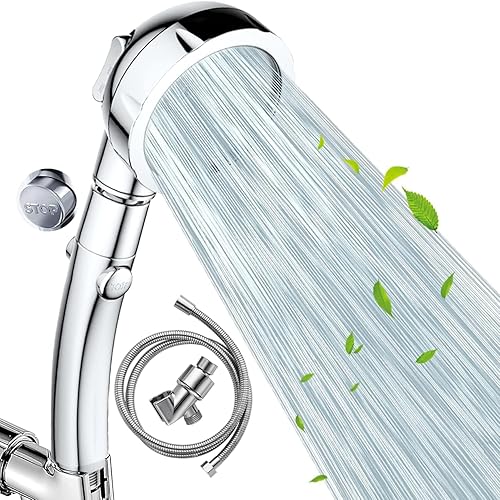 Miniatura 8 de Nosame Ducha, cabezal de ducha de mano de alta presión con interruptor de pausa de encendido/apagado, 3 ajustes, cabezal de ducha de ahorro de agua
