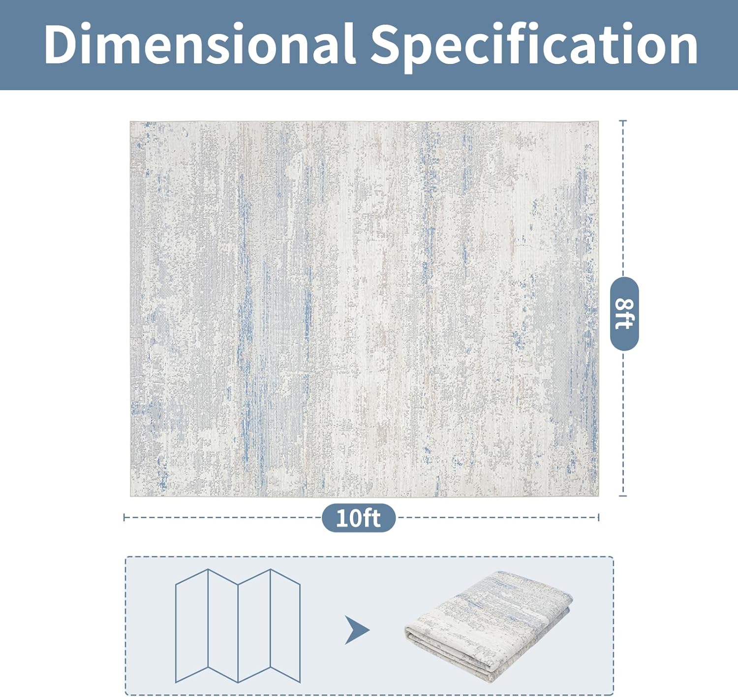 8x10 Beige, Blue, White Washable Rugs Area Rugs for Living Room- Modern Abstract Rugs for Bedroom,Dining Room, Large Soft Low Pile Carpet with Non Slip Rubber Backing,Neutral Accent Rug for Nursery Home Office