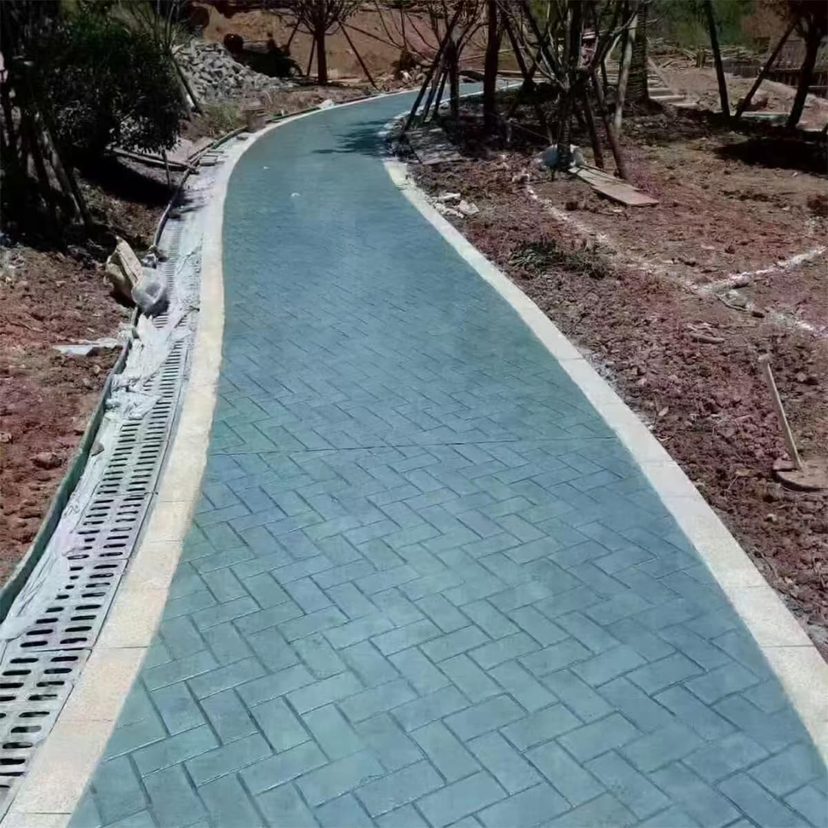 Concrete Floor Stamping Mold, Herringbone Brick Shaped Cement Textured Stone Slab Pad Concrete Mold