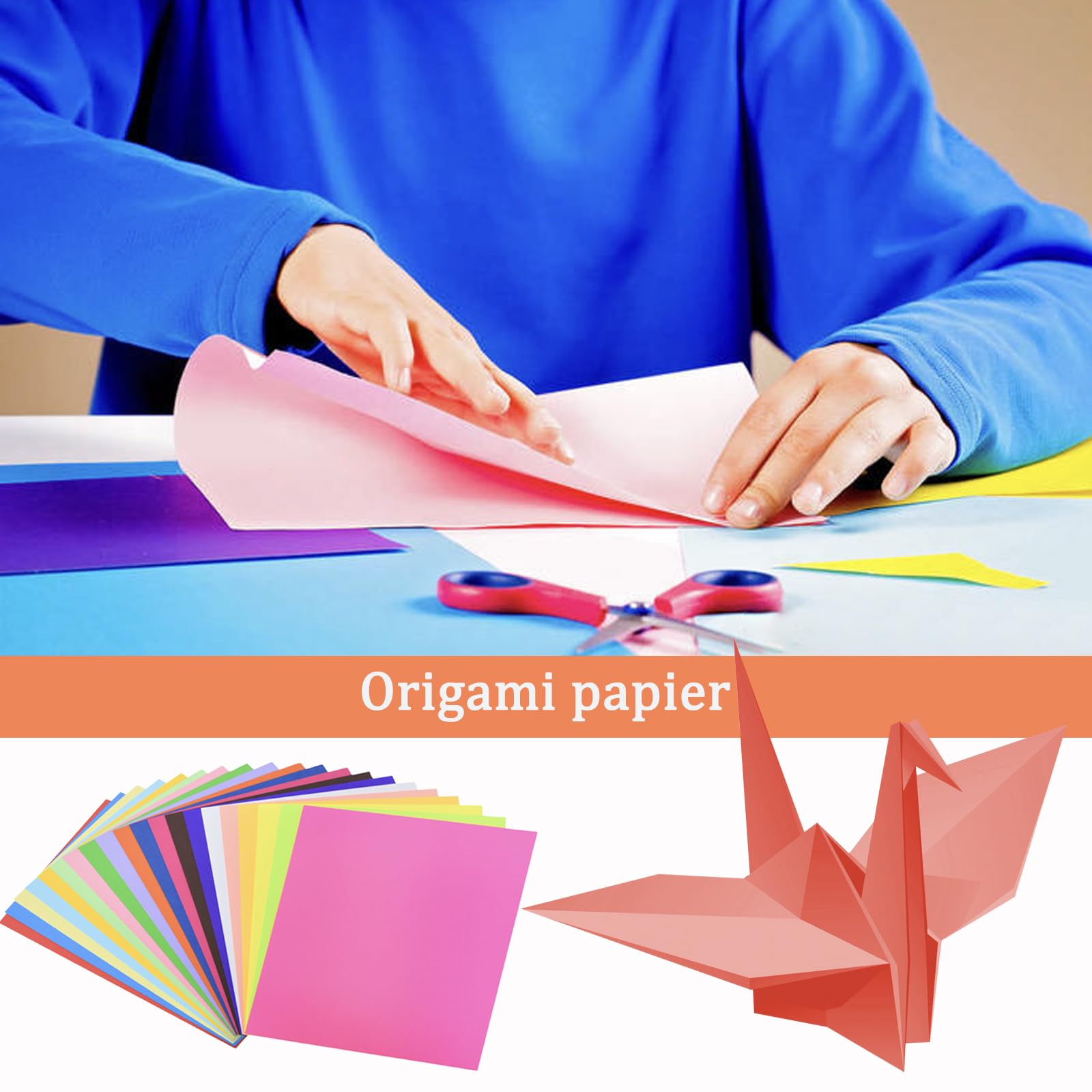 400 Fogli Carta Origami Colorata – 4 Dimensioni: 10x10, 12x12, 15x15, 20x20 Cm – 70g/m² – Per Scuola, Fai Da Te, Decorazioni