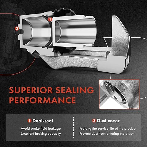 Miniatura 4 de A-Premium Pinza de freno de disco sin soporte compatible con modelos seleccionados de Audi y Volkswagen - A3 1999-2003, TT 2000-2006, Beetle