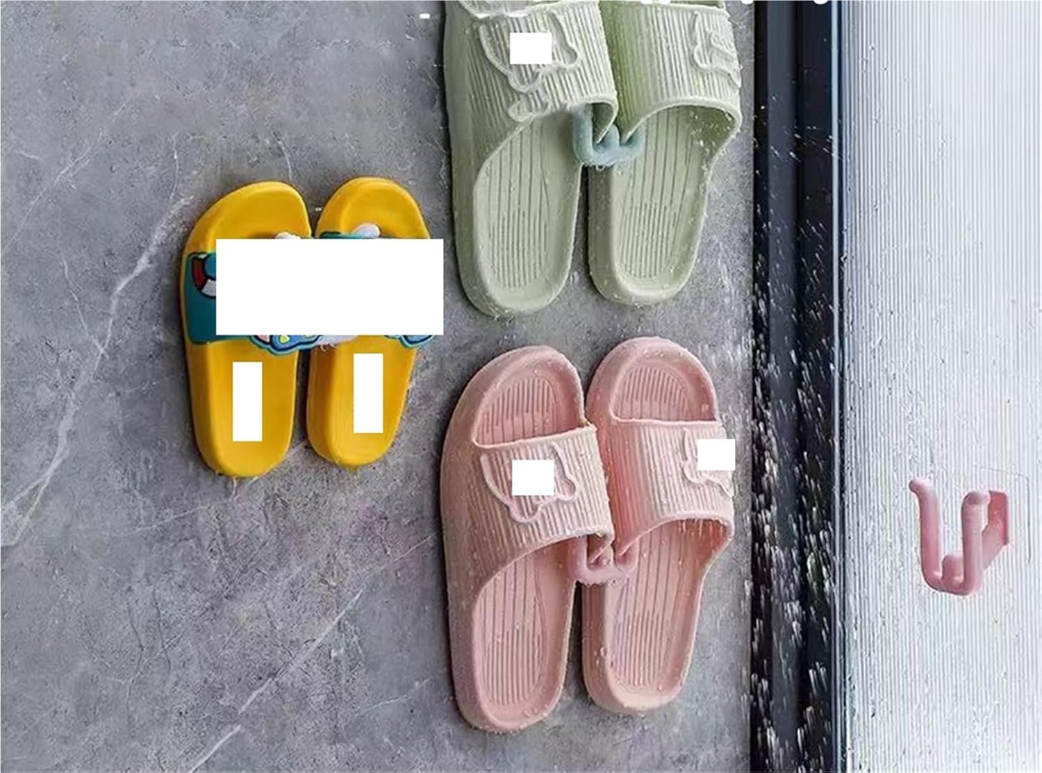 Wall-Mounted Slipper Rack Organisers，Slipper Holde 5 Pcs Bathroom Slipper Hook Bathroom Drain Rack Wall-Mounted Wall Storage Drying Shoe Rack(Green)