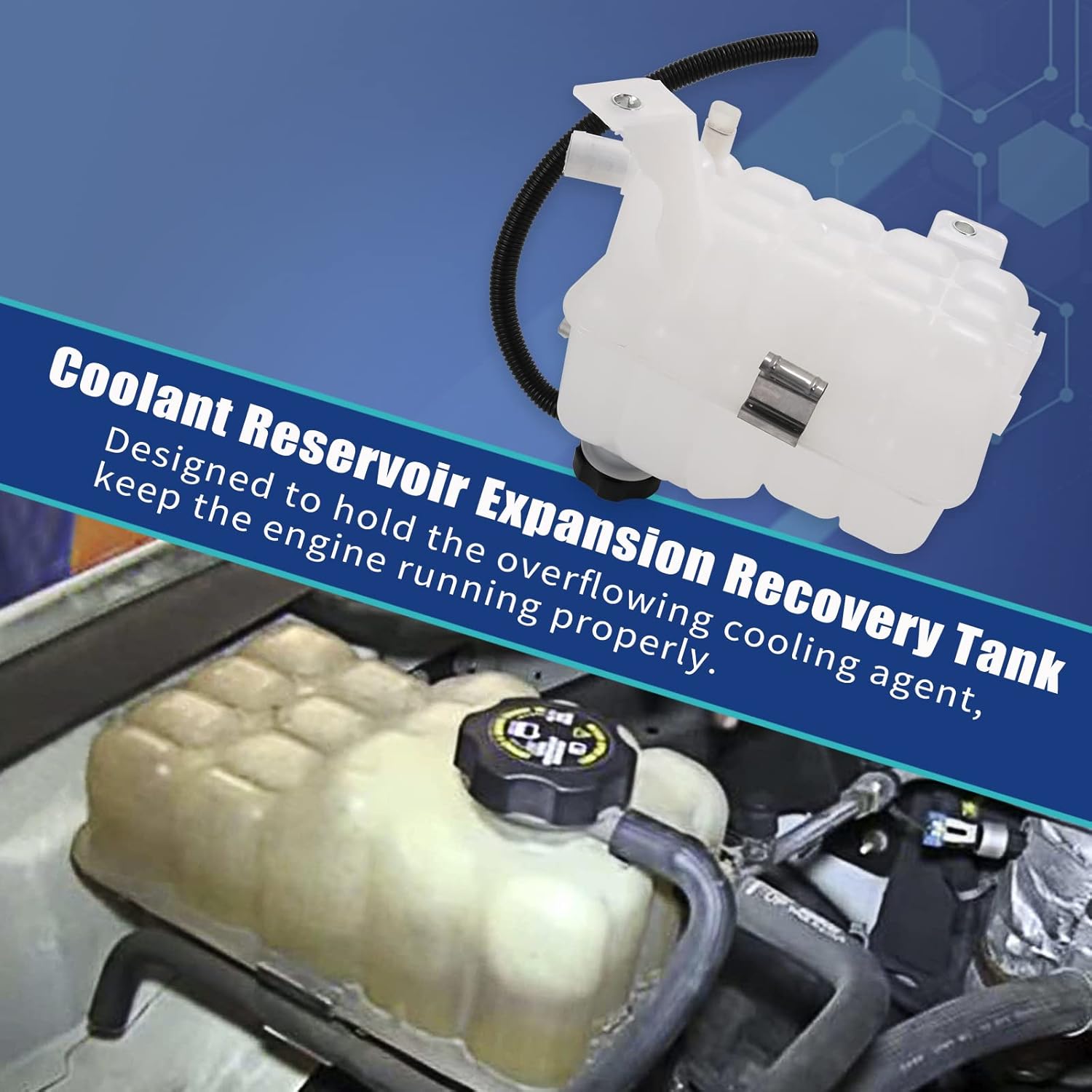Coolant Reservoir Expansion Recovery Tank with Sensor and Cap Compatible with Chevrolet Avalanche Silverado GMC Sierra Yukon Cadillac Escalade Hummer H2 Replaces# 603-102 15778386 15778387