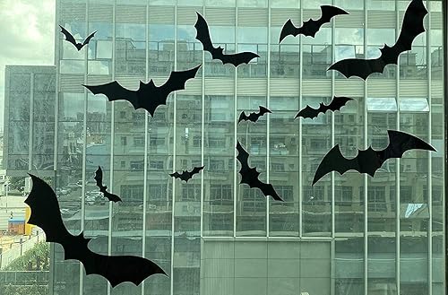 Miniatura 5 de 64 calcomanías 3D de murciélagos, murales de murciélagos aterradores para fiesta de Halloween, decoración de ventana del hogar, calcomanías de