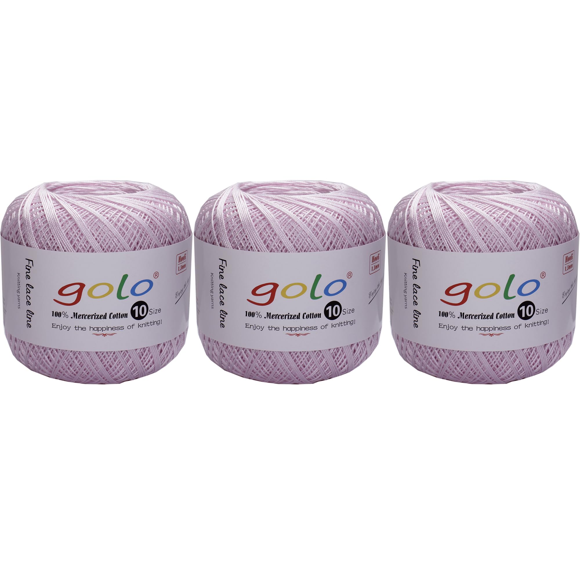 golo 3 Balls Crochet Thread Yarn for Hand Knitting Crochet Yarn 608 Light Purple — image 1