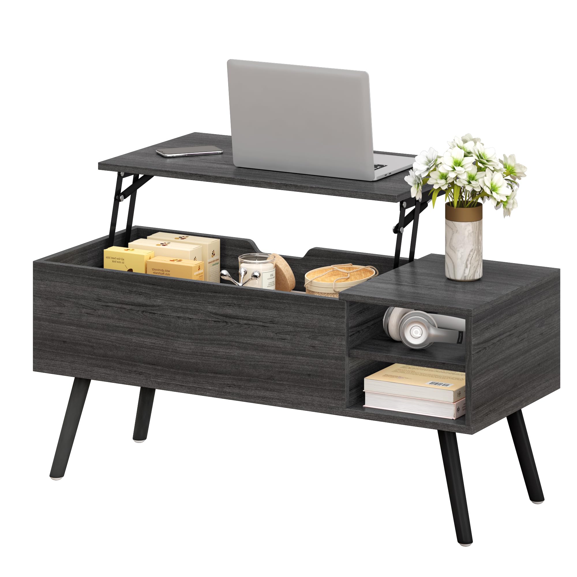 Amazon.com: ALINE FURNITURE Lift Top Coffee Table with Storage - Gray ...