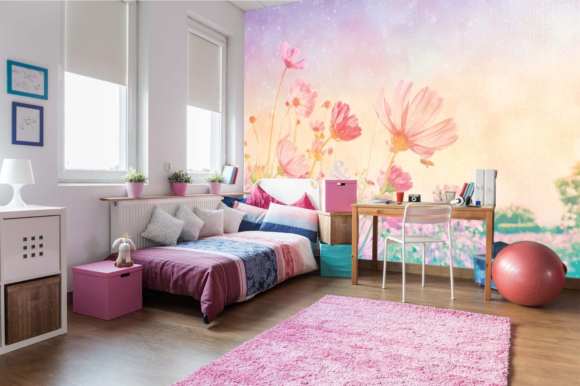 DIMEX LINE Non-Woven Photo Wallpaper Pastel Flowers 375 x 250 cm - Non-Woven Wallpaper, wall Mural, wall Art - Wallpaper for Living Room, Bedroom, Office, Kitchen — image 1