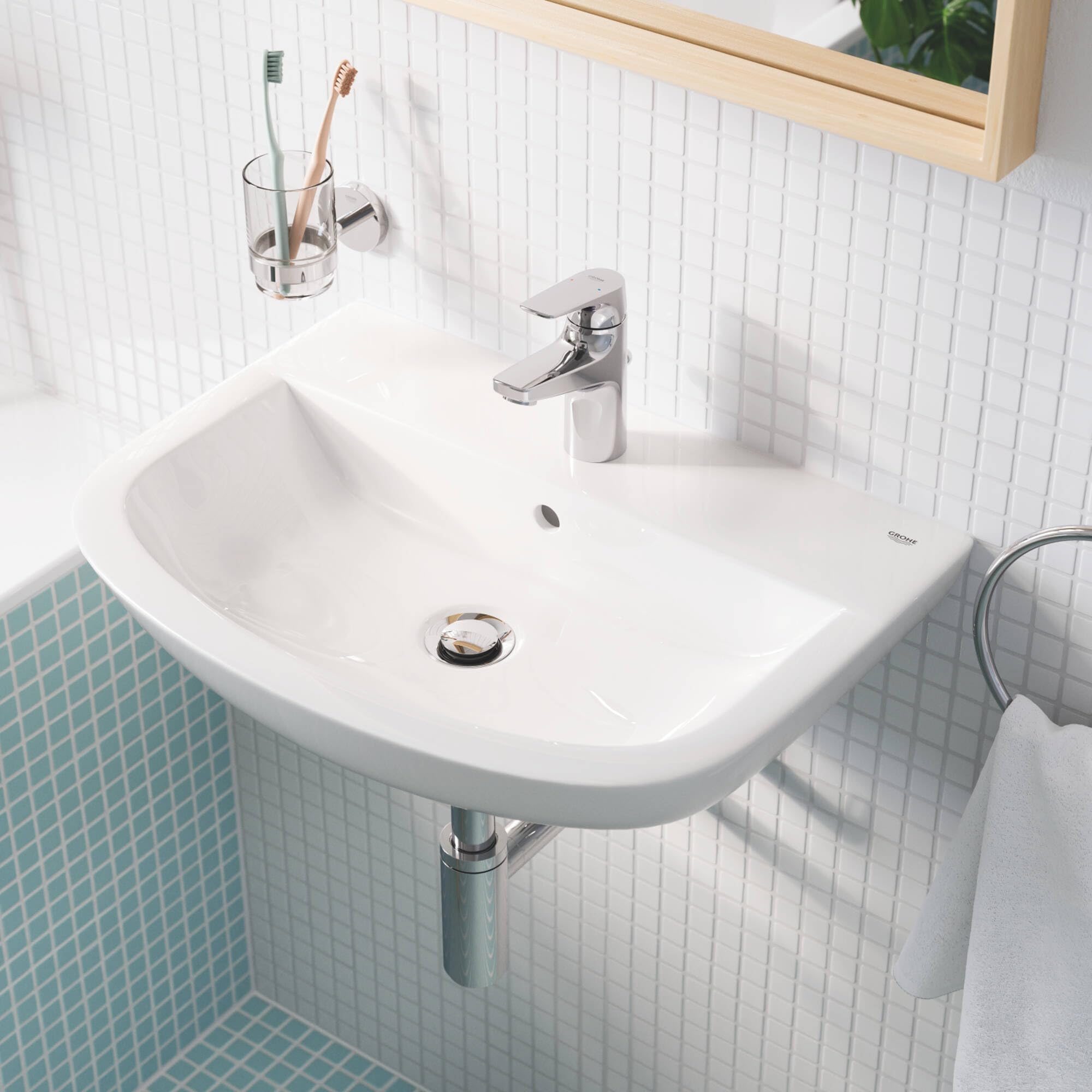 Grohe Start Flow- Grifo de lavabo monomando S (vaciador automático, menor consumo de agua, altura 144mm), cromo, ref. 23809000
