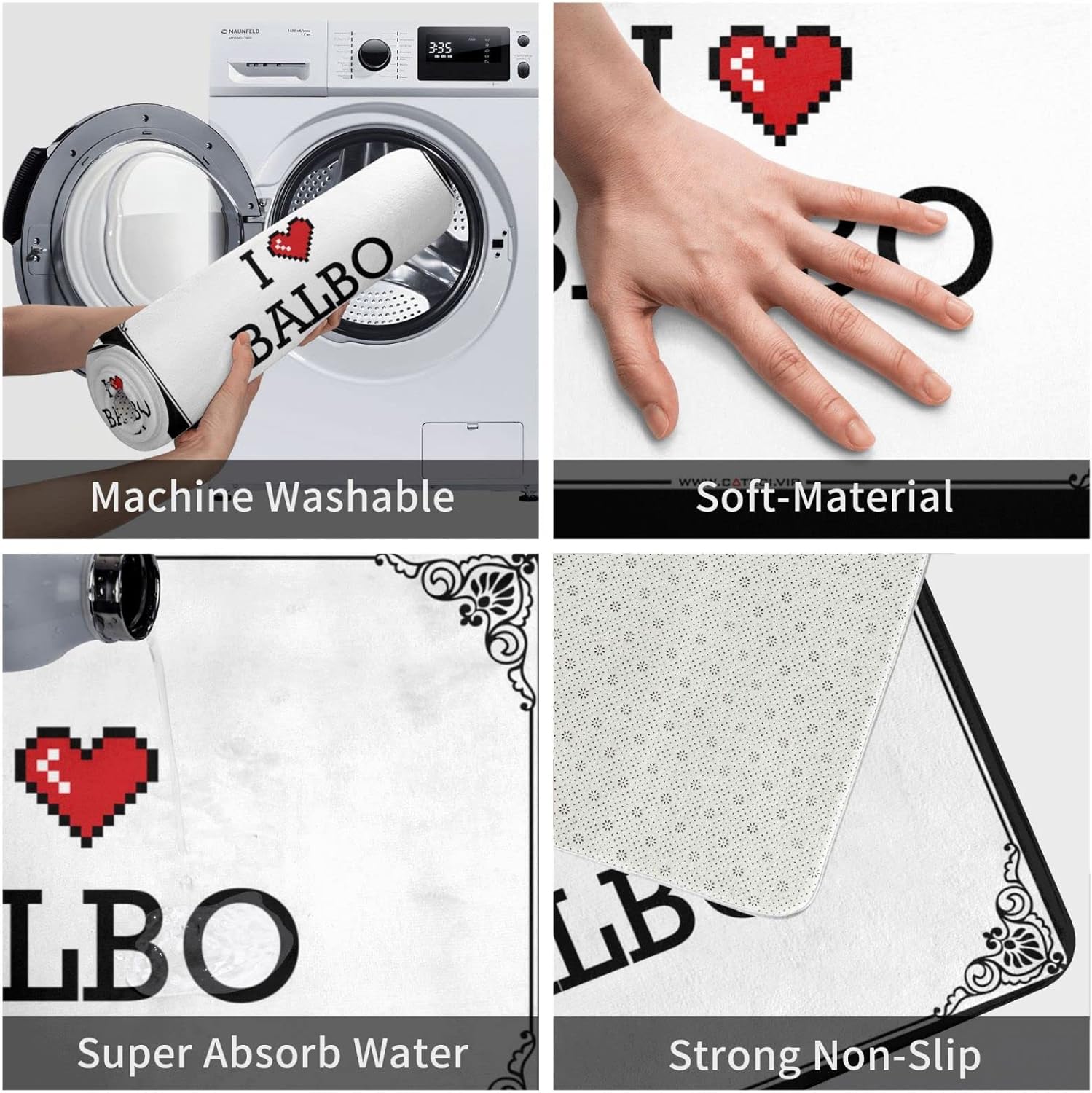 Outdoor Front Door Rug I Love Balbo Doormat Outdoor Floor Mat Bathroom Rug Sets (Color : Colour, Size : 65X90CM)
