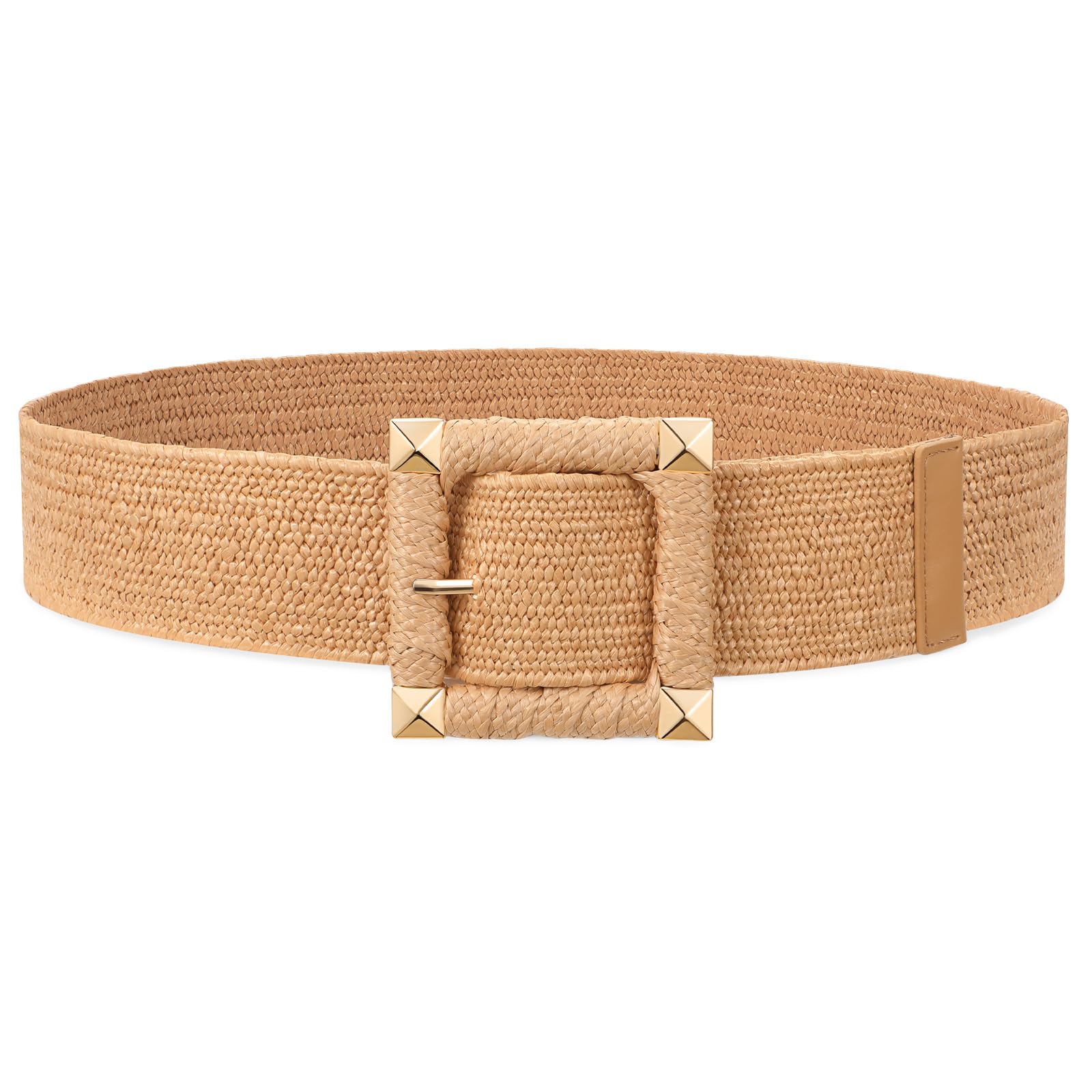 VONMELLI Straw Woven Elastic Belt Boho Braided Belts for Women Bohemian Belt for Summer Dress