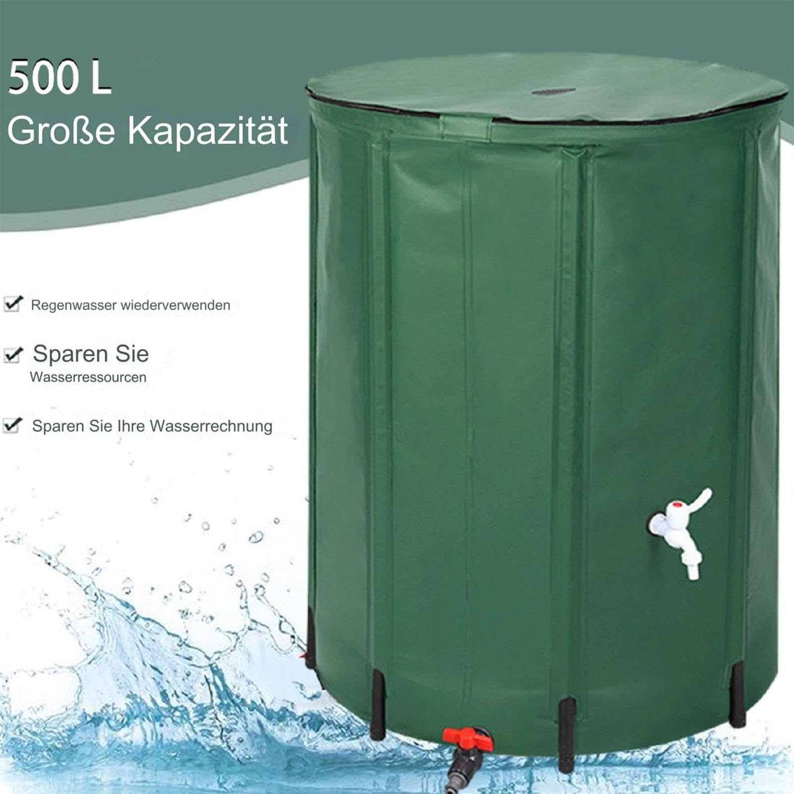 Barril de recolección de Agua de Lluvia - Barril de Almacenamiento de Agua | de Lluvia, colector de Agua de Alto Rendimiento | Tanque de Almacenamiento de Agua portátil Duradero para jardín, de