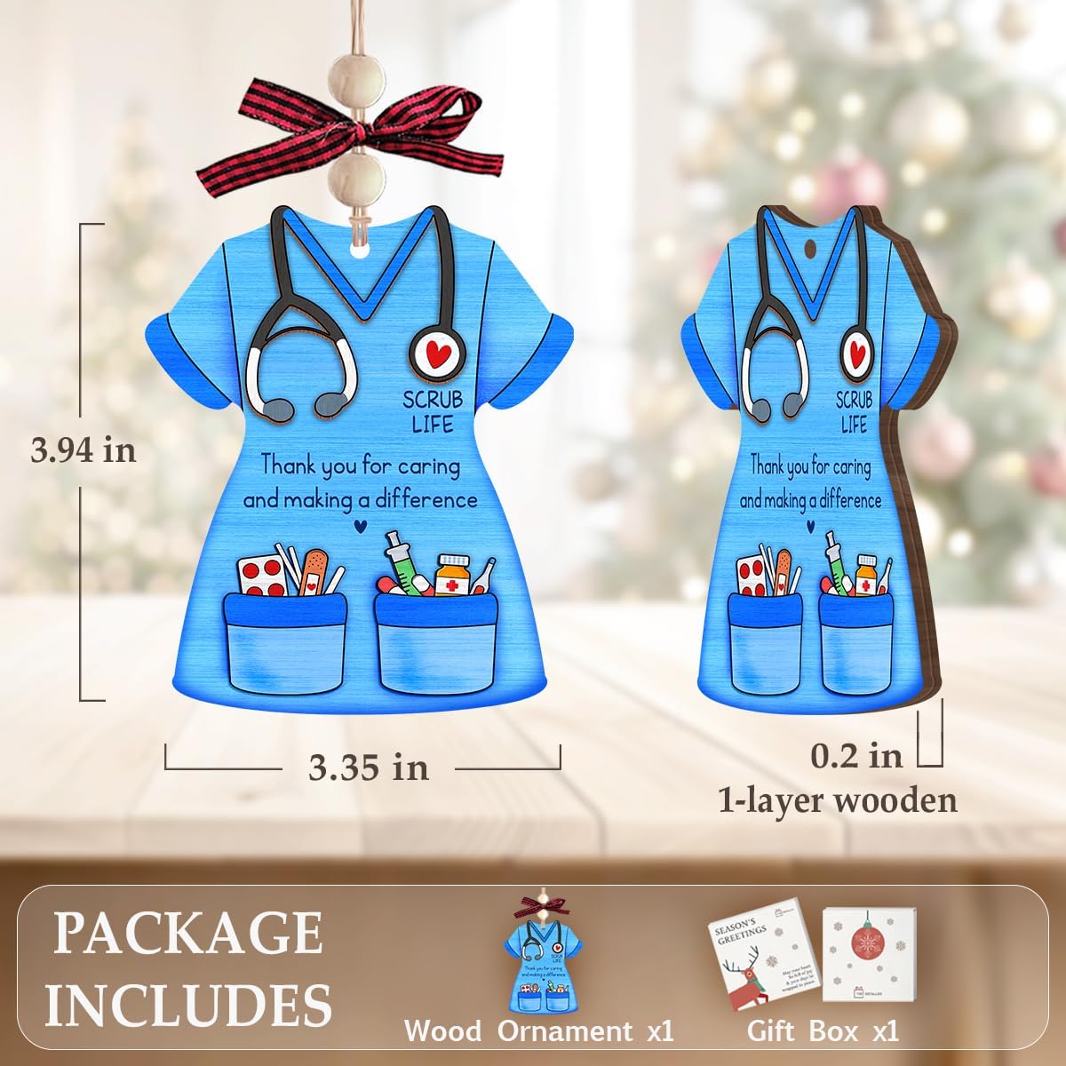 Condition photo showing New/Like New for nurse ornaments for christmas tree, meaningful wooden nurse scrub life ornament, unique nursing graduation gifts for practitioner instructor students women, christmas coworker gift