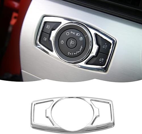 Miniatura 8 de RT-TCZ Cubierta del botón del interruptor de los faros para Ford F150 y Mustang 2015-2022 (grano de fibra de carbono)