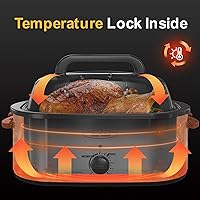 Vista 2 de Sunvivi 28 Quart Electric Roaster Oven Turkey Roaster with Lid Electric Roasters with Removable Pan Large Roaster,Visible & Self-basting Lid, Fast