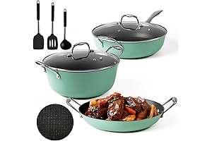 8 Piece Enameled Cast Iron Dutch Oven Set with Nonstick Coating
