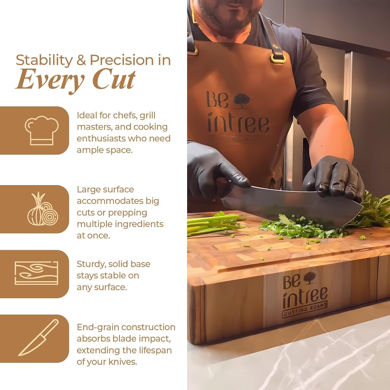Premium Teak Wood Cutting Board with Grip Handles - Ideal End Grain Design Chopping Board for Culinary Perfection - Improve Your Kitchen with Non-Toxic Cutting Board for Meat, Fruit & Veg - 20"x15"x2"