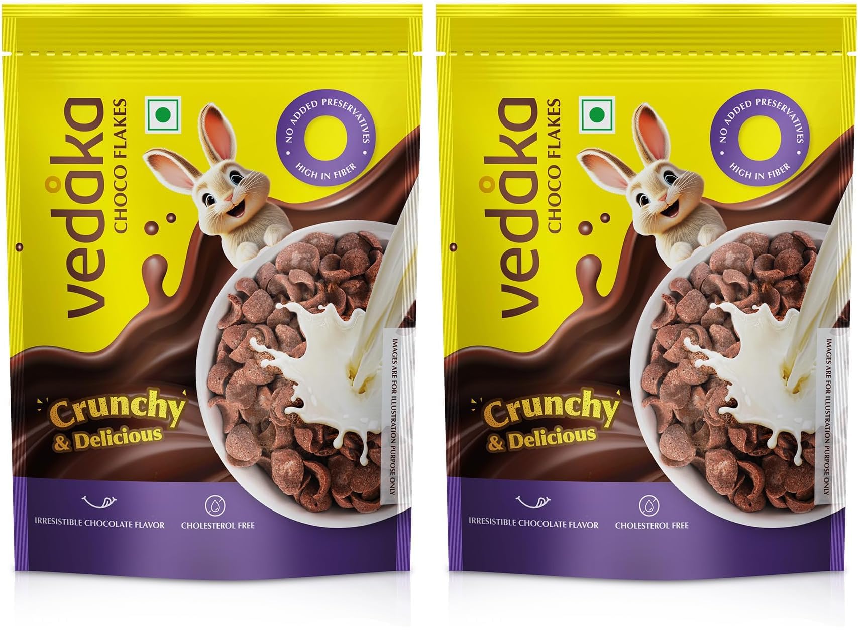 Amazon Brand - Vedaka Choco Flakes 1.2 kg | Irresistible Chocolate Flavor | Crunchy and Delicious | High in Fiber | No added Preservatives (Pack of 2)-image-20